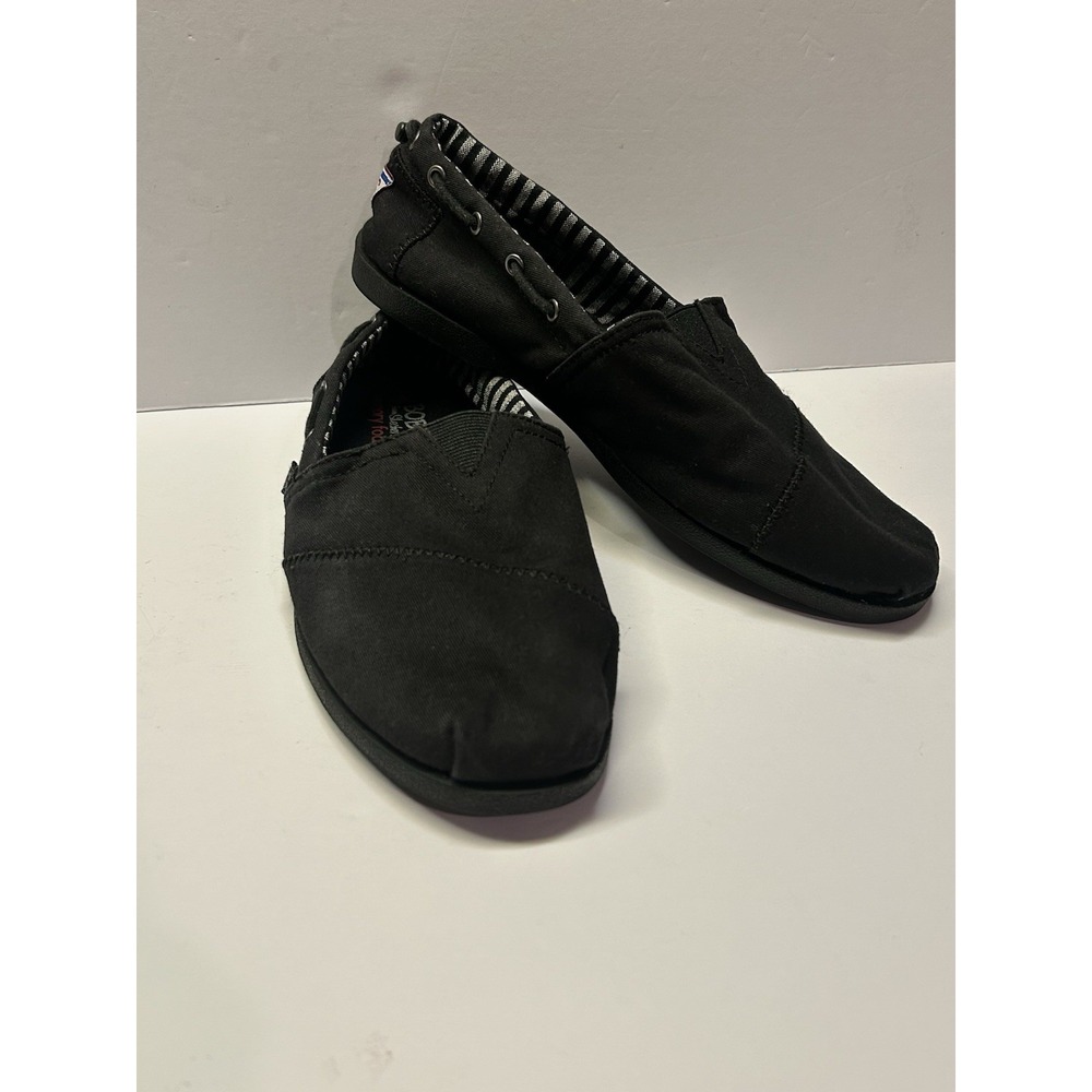 Bobs from Skechers‎ Black Canvas Memory Foam Slip On Flats 32692W Womens 11